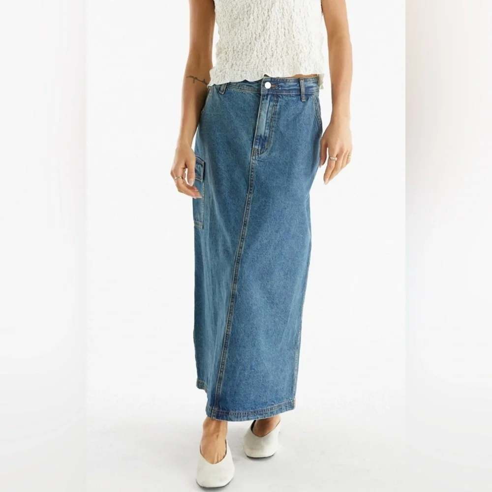 All row Jules Denim Skirt, Size L - Picture 2 of 16